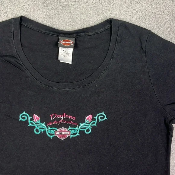 Y2K Floral Harley Davidson T-shirt - Picture 2 of 4